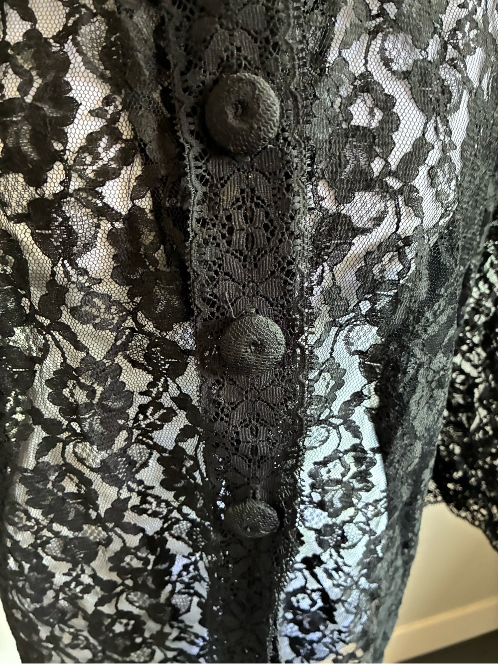 Vintage Cattani Of California Sheer Black Lace Button-Front Blouse View 6